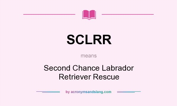 What does SCLRR mean? It stands for Second Chance Labrador Retriever Rescue