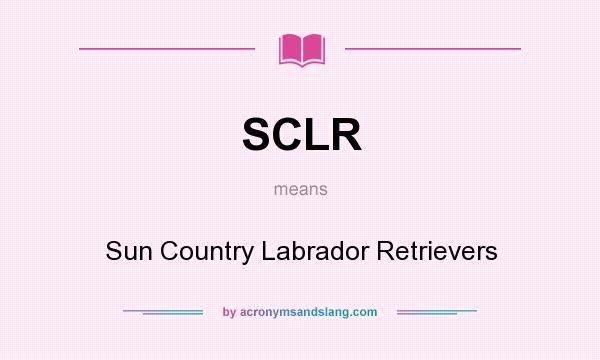 What does SCLR mean? It stands for Sun Country Labrador Retrievers