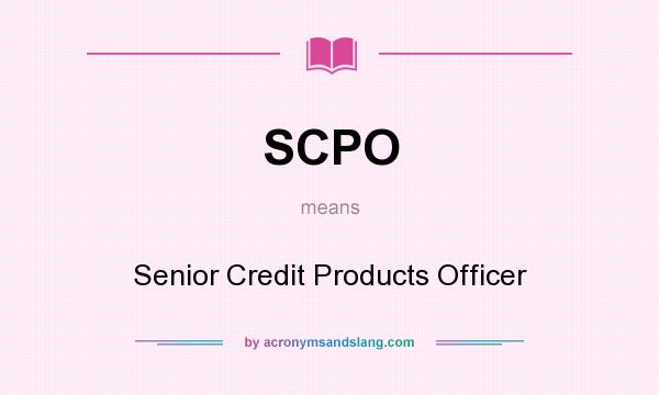 What does SCPO mean? It stands for Senior Credit Products Officer