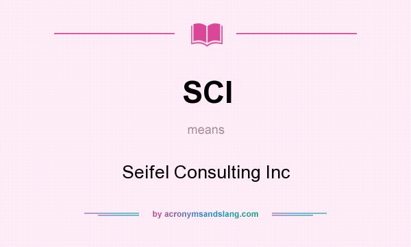 What does SCI mean? It stands for Seifel Consulting Inc