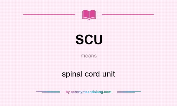 What does SCU mean? It stands for spinal cord unit