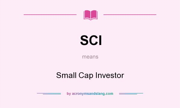 What does SCI mean? It stands for Small Cap Investor