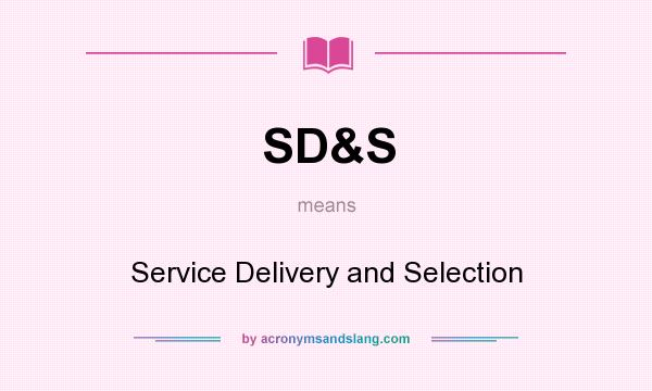 What does SD&S mean? It stands for Service Delivery and Selection