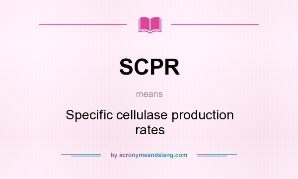 What does SCPR mean? It stands for Specific cellulase production rates