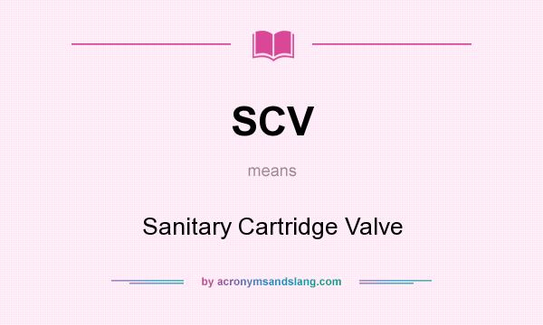 What does SCV mean? It stands for Sanitary Cartridge Valve