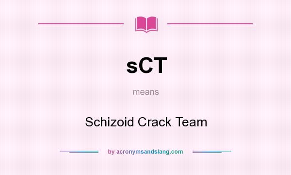 What does sCT mean? It stands for Schizoid Crack Team
