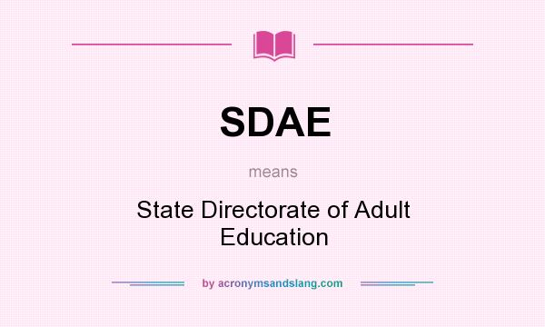 What does SDAE mean? It stands for State Directorate of Adult Education
