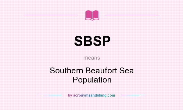 What does SBSP mean? It stands for Southern Beaufort Sea Population