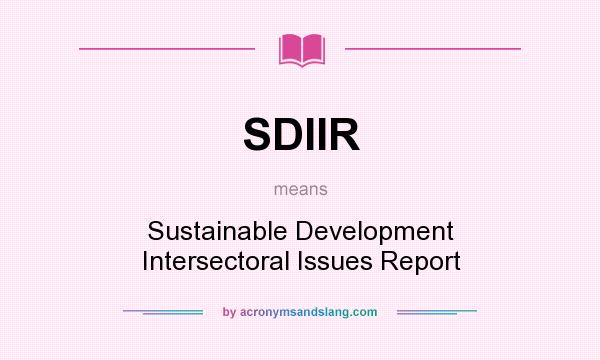 What does SDIIR mean? It stands for Sustainable Development Intersectoral Issues Report