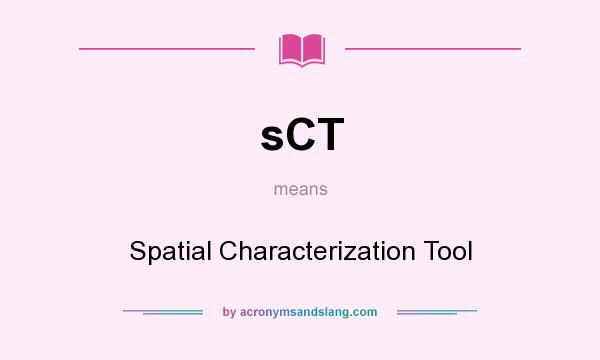 What does sCT mean? It stands for Spatial Characterization Tool