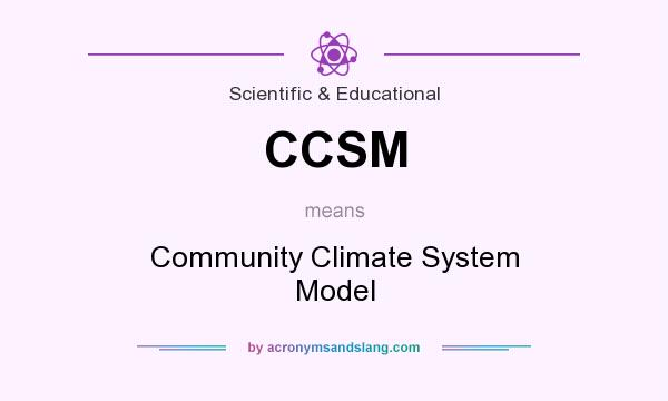 What does CCSM mean? It stands for Community Climate System Model