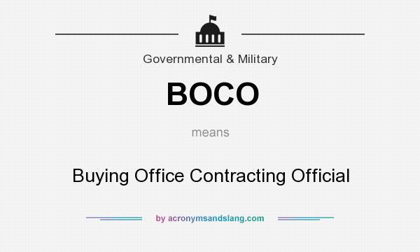 What does BOCO mean? It stands for Buying Office Contracting Official