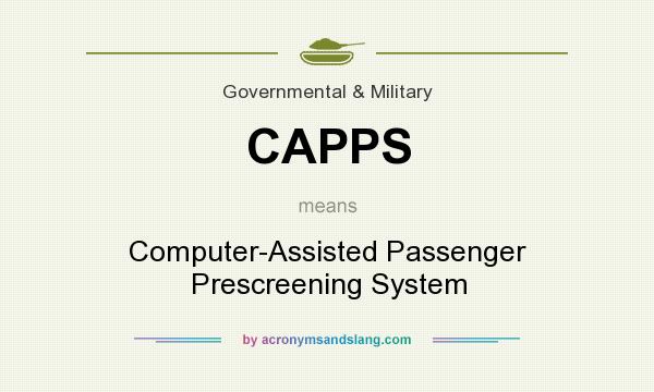 What does CAPPS mean? It stands for Computer-Assisted Passenger Prescreening System