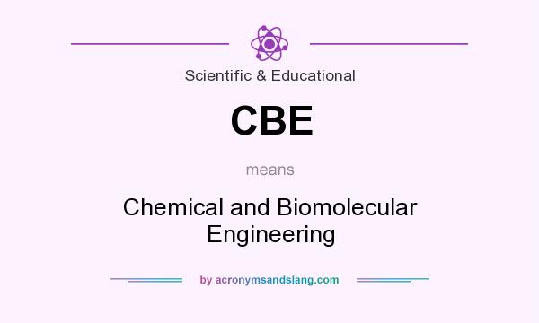 What does CBE mean? It stands for Chemical and Biomolecular Engineering
