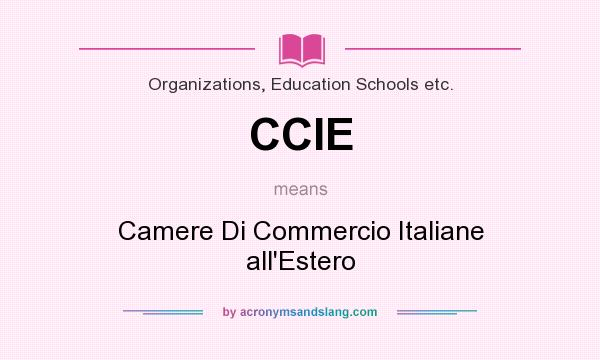 What does CCIE mean? It stands for Camere Di Commercio Italiane all`Estero