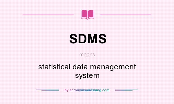 What does SDMS mean? It stands for statistical data management system