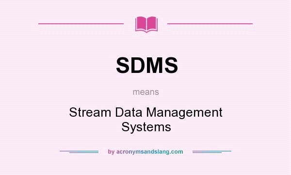 What does SDMS mean? It stands for Stream Data Management Systems