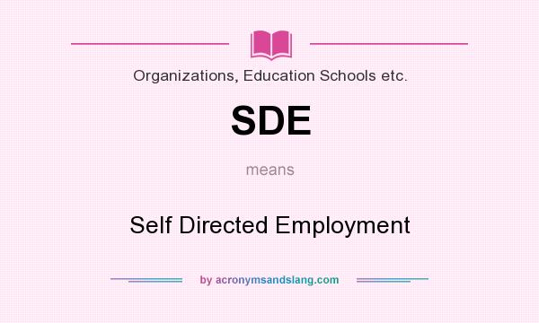 What does SDE mean? It stands for Self Directed Employment