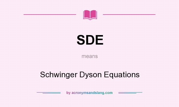 What does SDE mean? It stands for Schwinger Dyson Equations