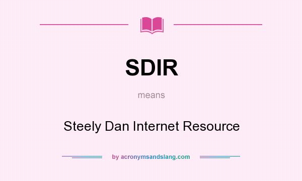 What does SDIR mean? It stands for Steely Dan Internet Resource