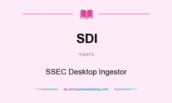 What does SDI mean? It stands for SSEC Desktop Ingestor