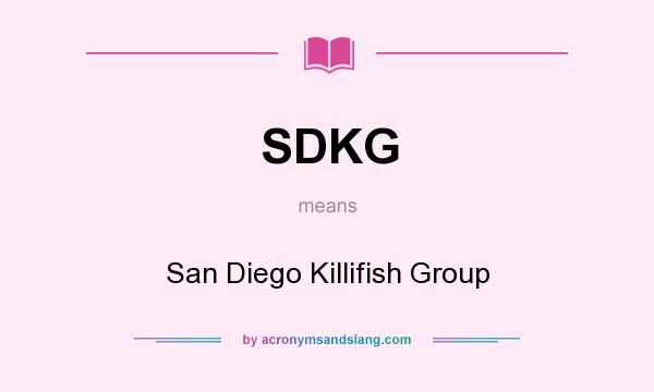 What does SDKG mean? It stands for San Diego Killifish Group