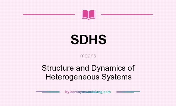 What does SDHS mean? It stands for Structure and Dynamics of Heterogeneous Systems