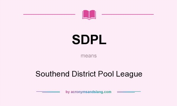 What does SDPL mean? It stands for Southend District Pool League