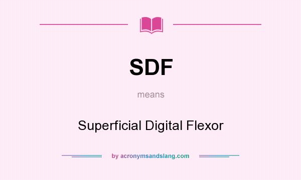 What does SDF mean? It stands for Superficial Digital Flexor