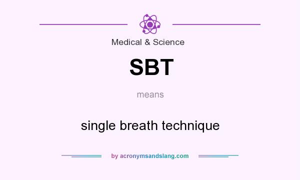 What does SBT mean? It stands for single breath technique