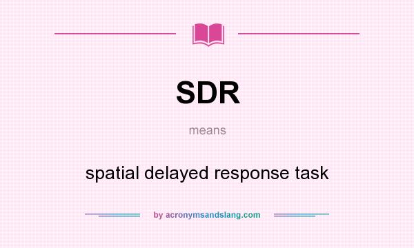What does SDR mean? It stands for spatial delayed response task