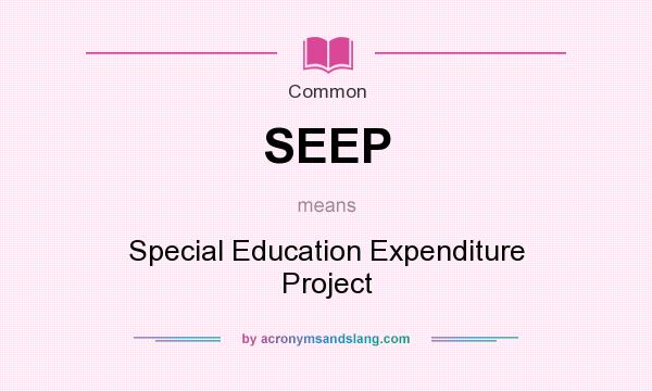 What does SEEP mean? It stands for Special Education Expenditure Project