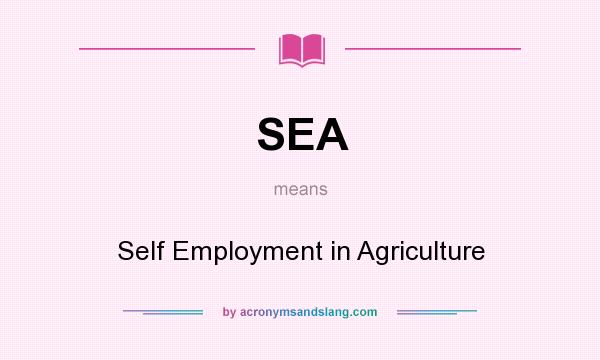 What does SEA mean? It stands for Self Employment in Agriculture