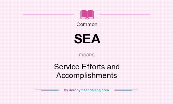 What does SEA mean? It stands for Service Efforts and Accomplishments