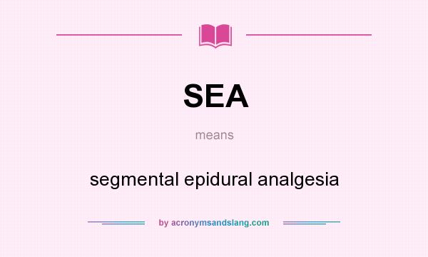 What does SEA mean? It stands for segmental epidural analgesia