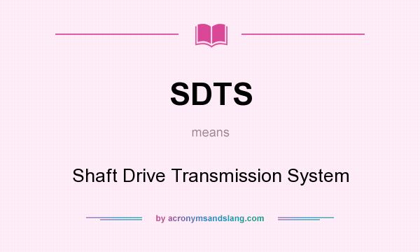 What does SDTS mean? It stands for Shaft Drive Transmission System