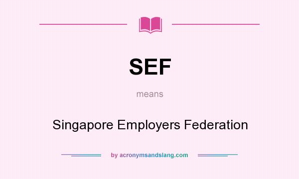 What does SEF mean? It stands for Singapore Employers Federation