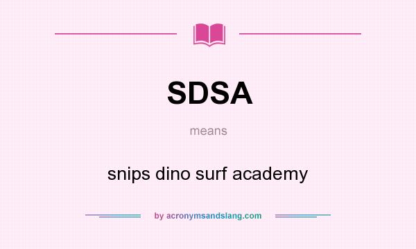 What does SDSA mean? It stands for snips dino surf academy