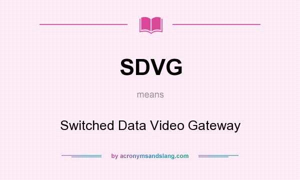 What does SDVG mean? It stands for Switched Data Video Gateway