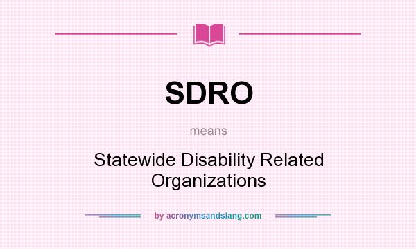 What does SDRO mean? It stands for Statewide Disability Related Organizations