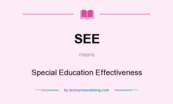 What does SEE mean? It stands for Special Education Effectiveness