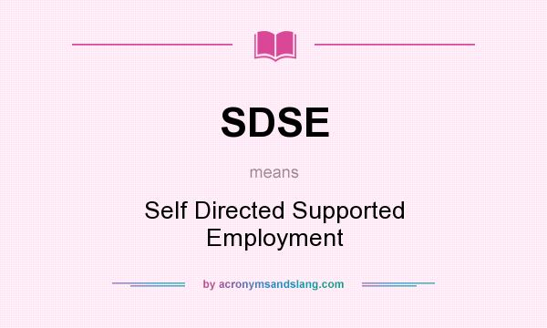What does SDSE mean? It stands for Self Directed Supported Employment