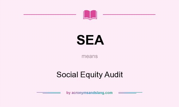 What does SEA mean? It stands for Social Equity Audit