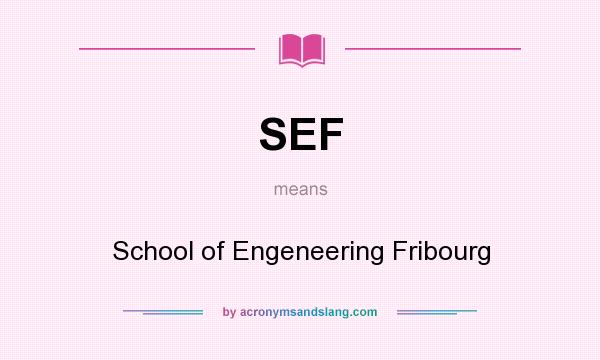 What does SEF mean? It stands for School of Engeneering Fribourg