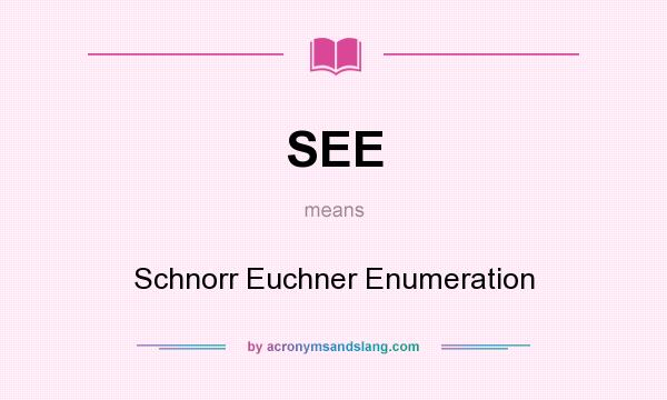What does SEE mean? It stands for Schnorr Euchner Enumeration