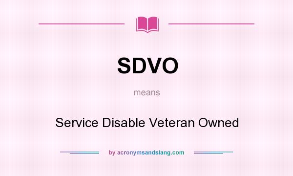 What does SDVO mean? It stands for Service Disable Veteran Owned