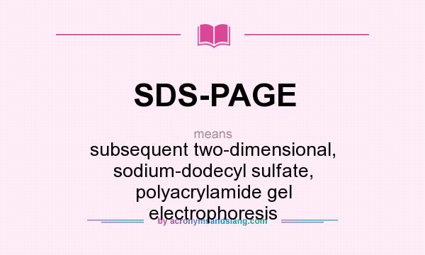 What does SDS-PAGE mean? It stands for subsequent two-dimensional, sodium-dodecyl sulfate, polyacrylamide gel electrophoresis