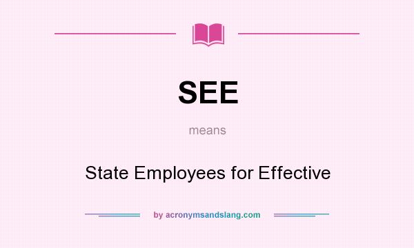 What does SEE mean? It stands for State Employees for Effective