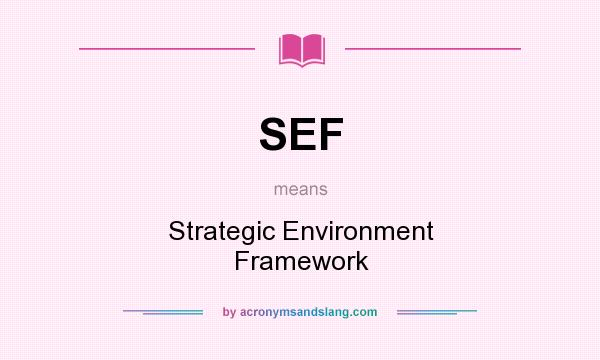 What does SEF mean? It stands for Strategic Environment Framework
