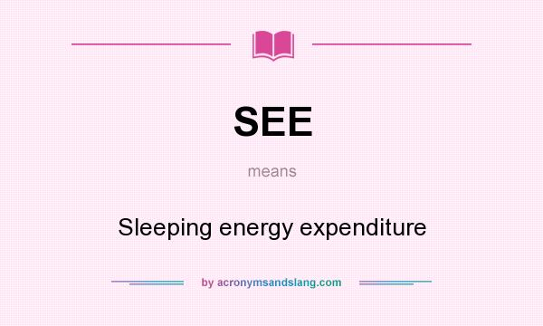 What does SEE mean? It stands for Sleeping energy expenditure